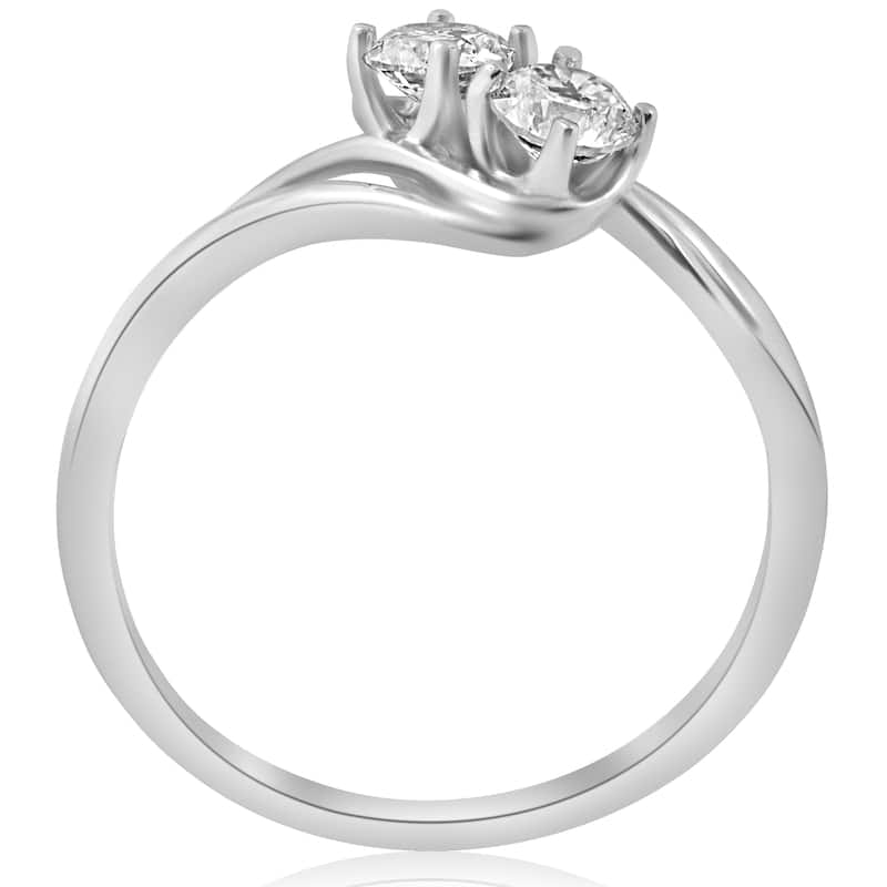 Pompeii3 14k White Gold 5/8 ct TDW Two Stone Diamond engagment Ring