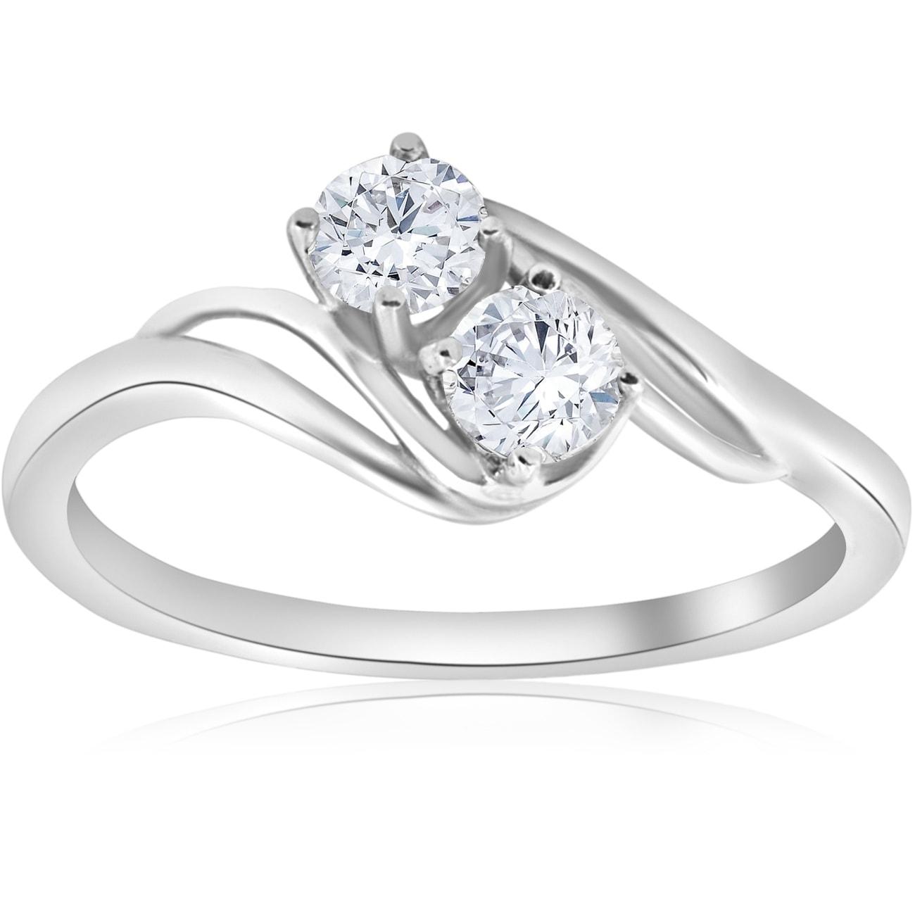 Bliss Diamond 14k White Gold 5/8 ct TDW Two Stone Diamond engagment Ring