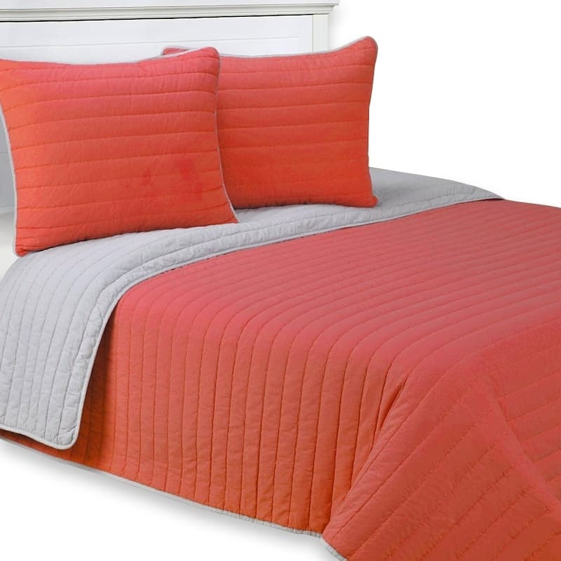 Kotter Home Charlotte Cotton Quilt Set - Red - Twin