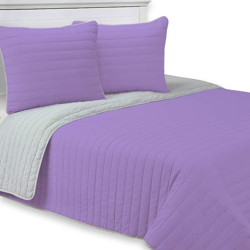 Kotter Home Charlotte Cotton Quilt Set - Lavender - Twin