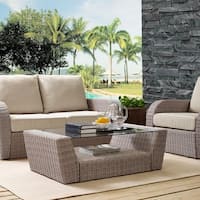 St Augustine Outdoor Wicker Coffee Table In Weathered White