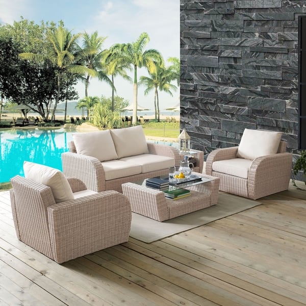 St Augustine 5 Pc Outdoor Wicker Seating Set With St Augustine 5 Pc Outdoor Wicker Seating Set With