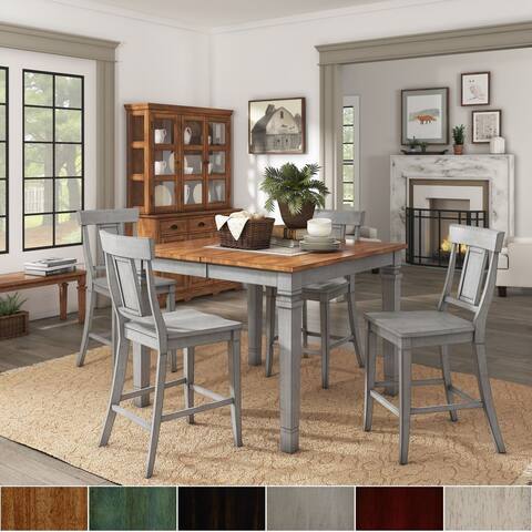 Elena Antique Grey Extendable Counter Height Dining Set - Panel Back by iNSPIRE Q Classic