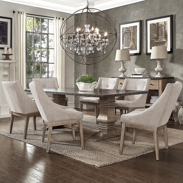 Janelle Extended Rustic Zinc Dining Set Janelle Extended Rustic Zinc Dining Set