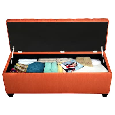 Sole Secret Diamond Tufted CAN PUMPKIN Linen Storage Bench