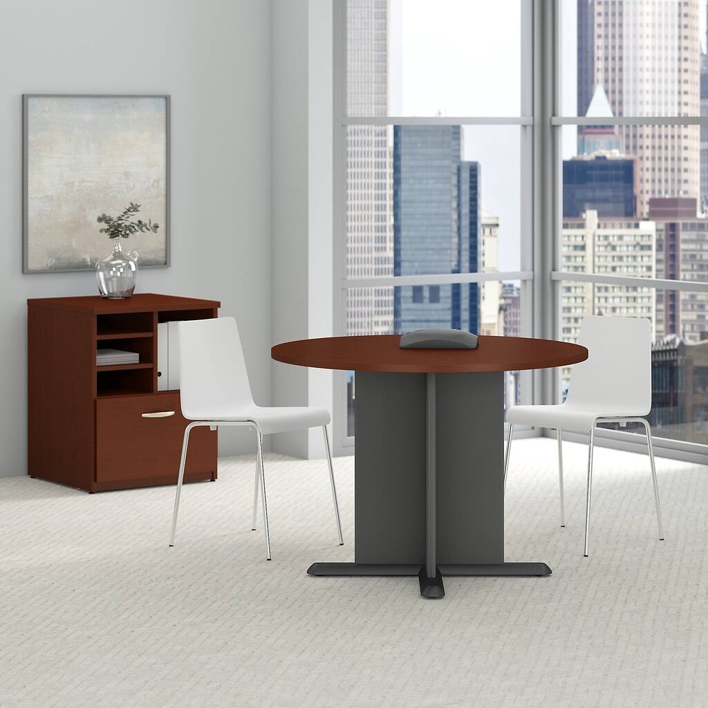 Bush Business Series A & C 42 Inch Round Conference Table in Mahogany