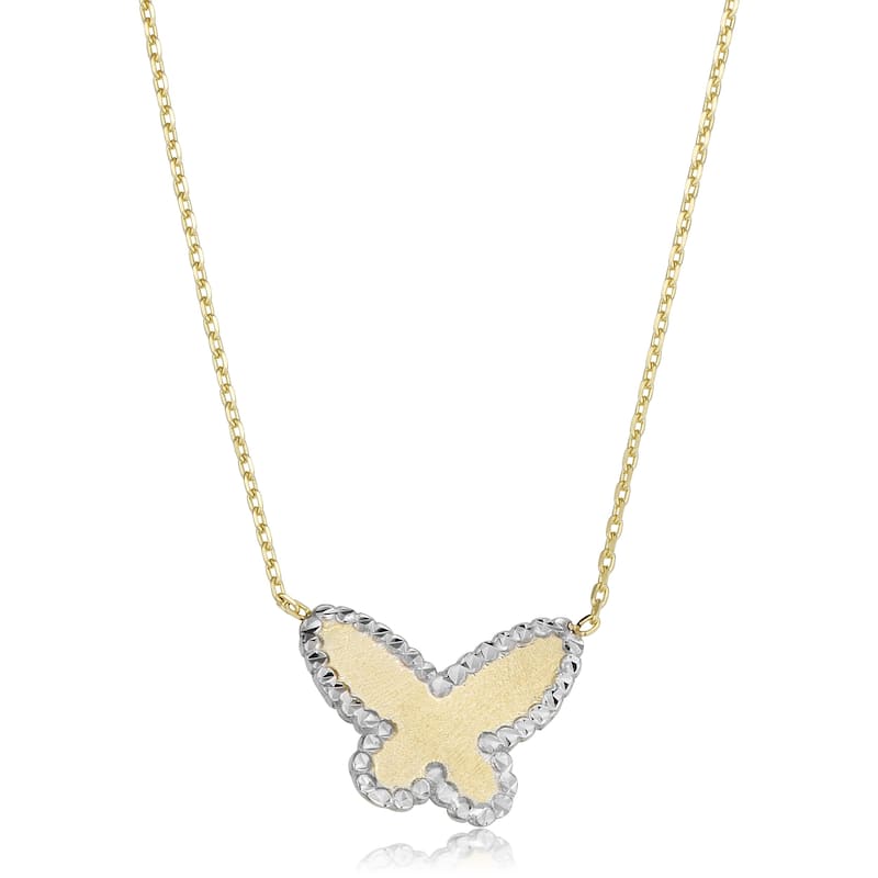Fremada 14k Two-tone Gold Butterfly Necklace (18 inch)