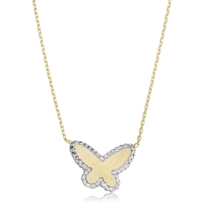 Fremada 14k Two-tone Gold Butterfly Necklace (18 inch)
