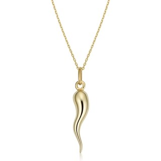 Diamond2Deal 14k Yellow Gold Italian Horn Pendant for Women
