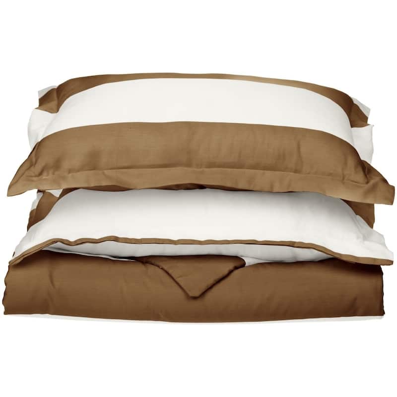 Kotter Home 600 Thread Count Monaco Stripe Cotton Duvet Cover - King - Taupe