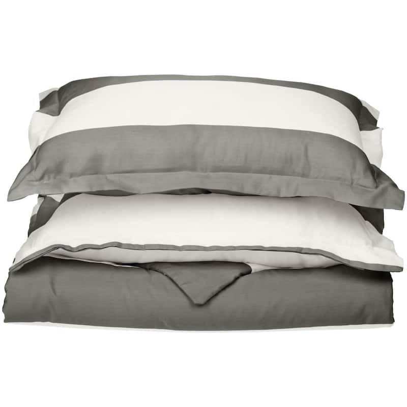 Kotter Home 600 Thread Count Monaco Stripe Cotton Duvet Cover - Twin - Grey