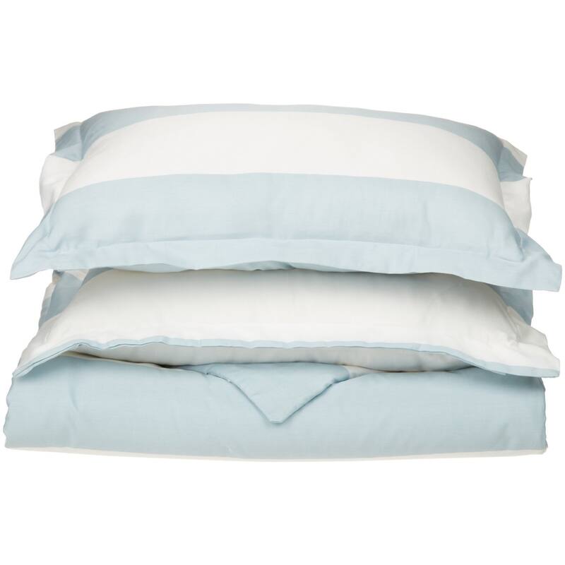Kotter Home 600 Thread Count Monaco Stripe Cotton Duvet Cover - King - Light Blue