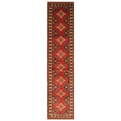 Handmade One-of-a-Kind Kargahi Wool Runner (Afghanistan) - 2'8 x 12'1