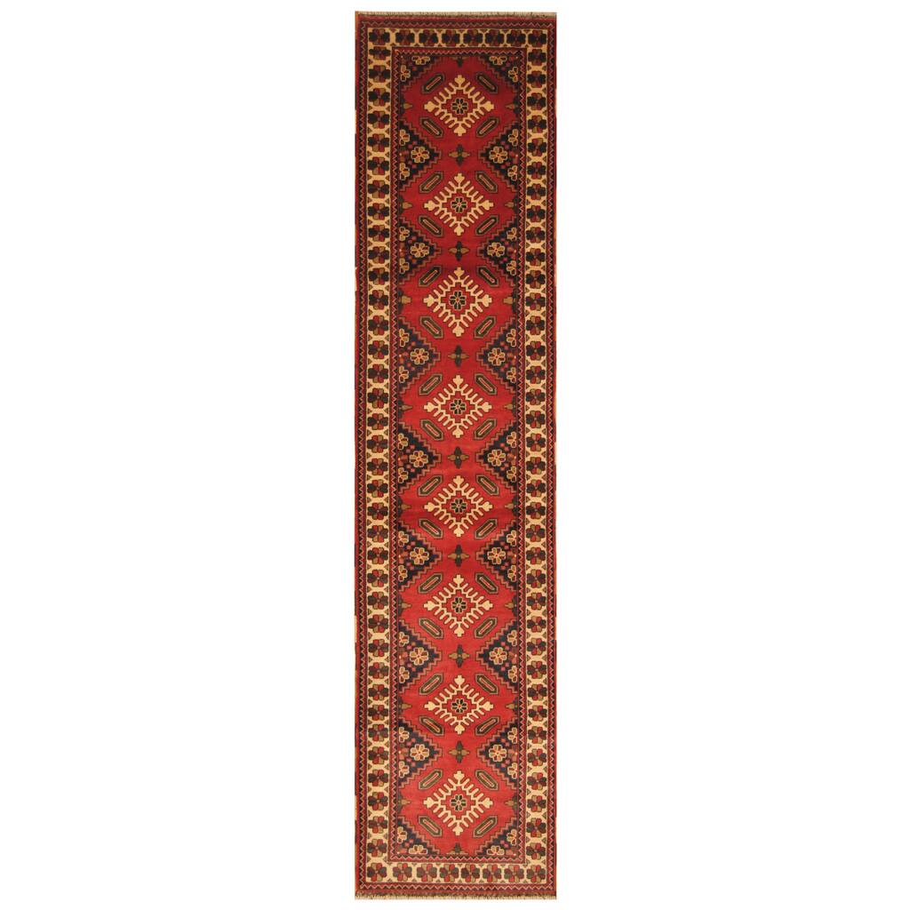 Handmade One-of-a-Kind Kargahi Wool Runner (Afghanistan) - 2'8 x 12'1