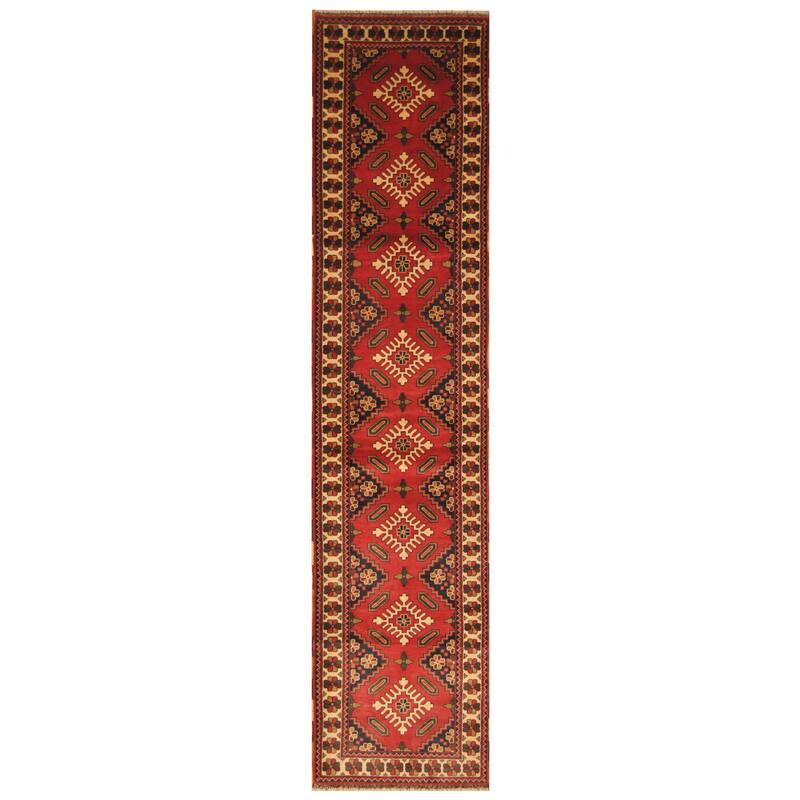 Handmade One-of-a-Kind Kargahi Wool Runner (Afghanistan) - 2'8 x 12'1
