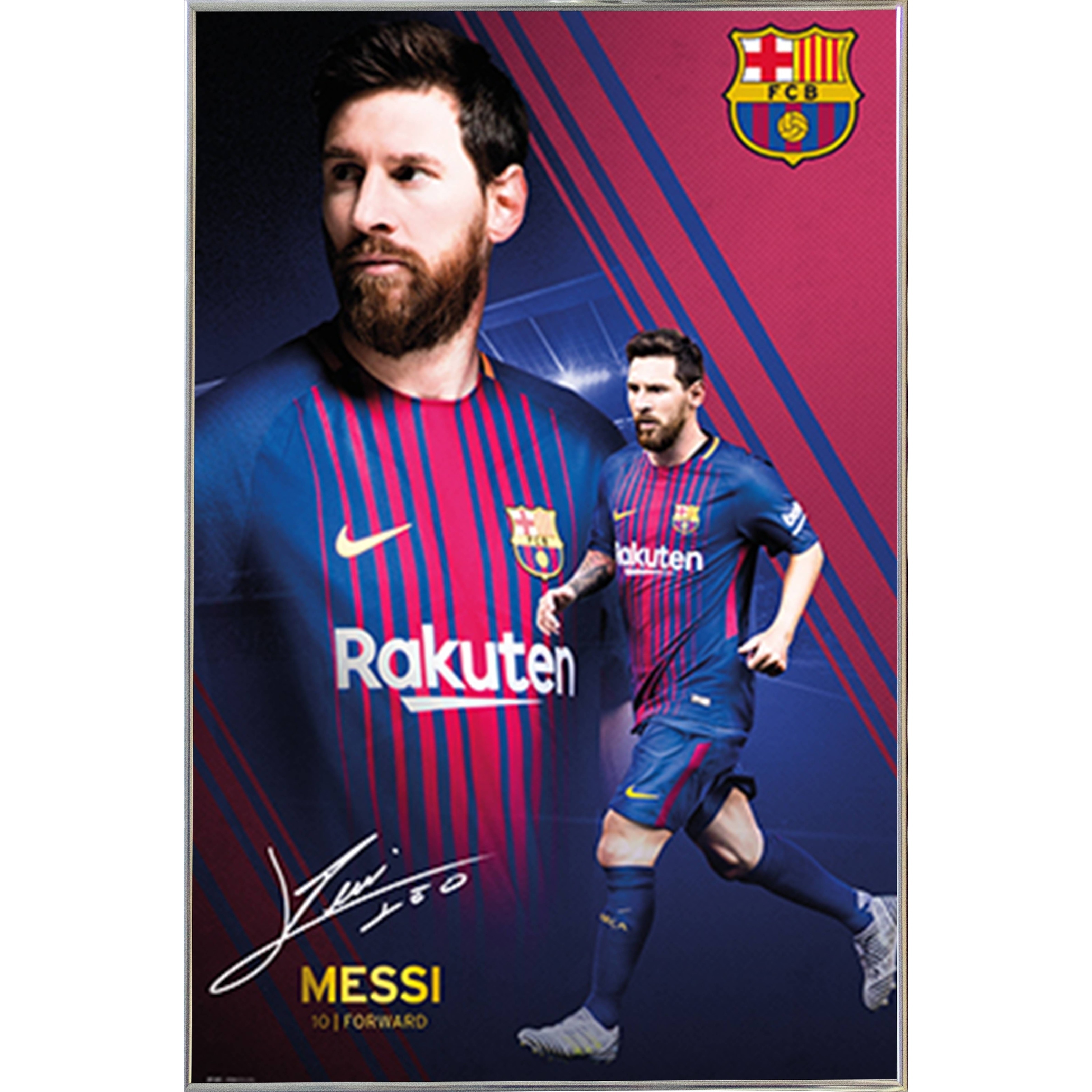 Art Barcelona FC soccer poster 24 x 36" Lionel Messi player card Art