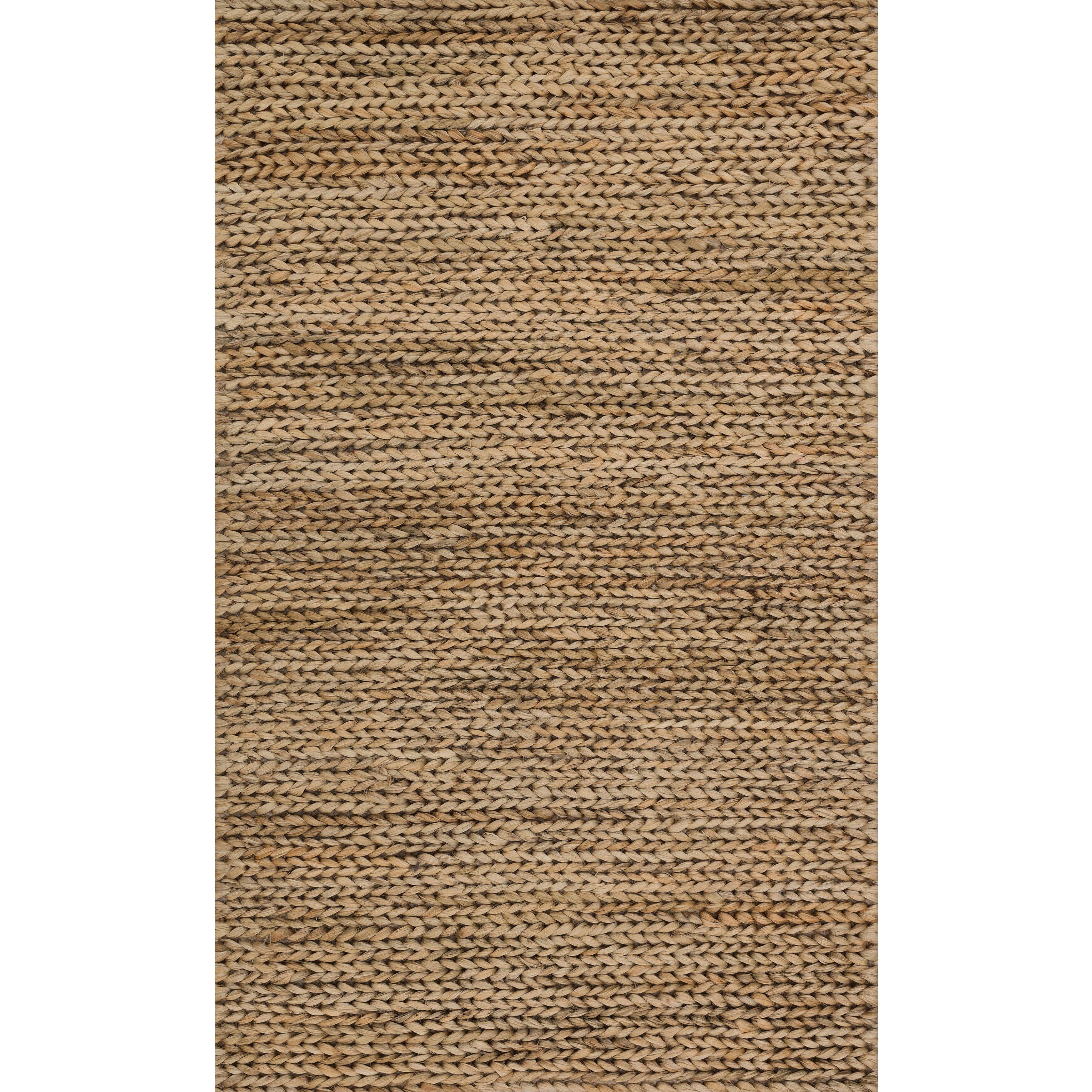 Hand Woven Natural Beige Jute Farmhouse Rug 2 X 5