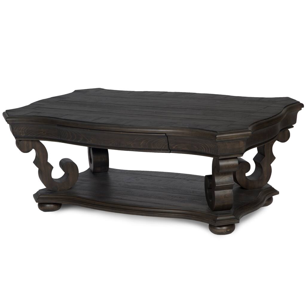 Florence Traditional Distressed Charcoal Coffee Table with Casters