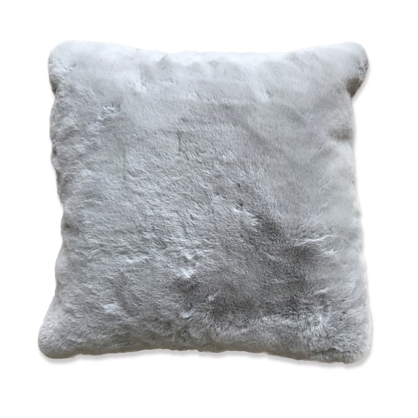 Silver Single Color Faux Fur Material Home Decor Pillow
