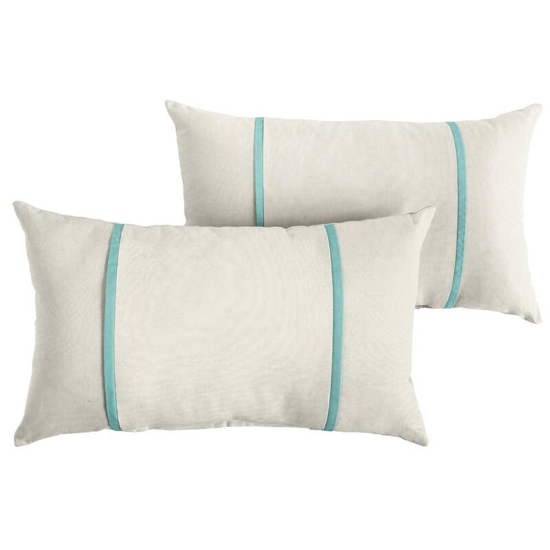 Humble + Haute Sunbrella Canvas Natural and Canvas Aruba Double Small Flange Indoor/ Outdoor Pillows, Set of 2