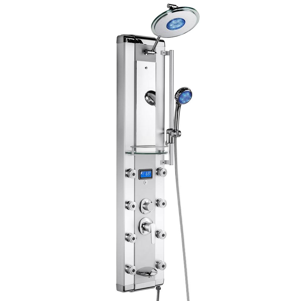 AKDY 51" Aluminum Rain Style System with 3 Colors LED Shower Panel Massage Jets