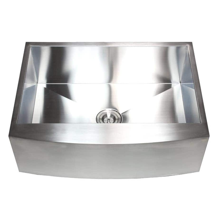 36-inch 16 Gauge Stainless Steel 16 Gauge Curved Farmhouse Apron Single Bowl Kitchen Sink
