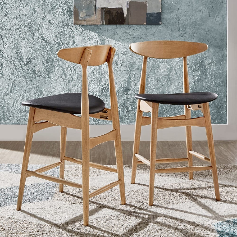 Norwegian Danish Mid-Century Dark Walnut Counter Height Stools (Set of 2) by iNSPIRE Q Modern