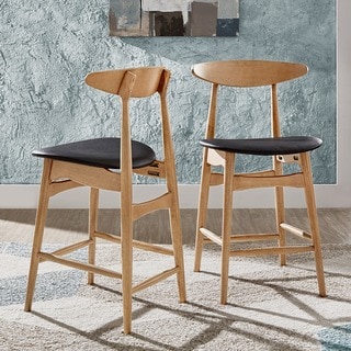 Norwegian Danish Mid-Century Dark Walnut Counter Height Stools (Set of 2) by iNSPIRE Q Modern