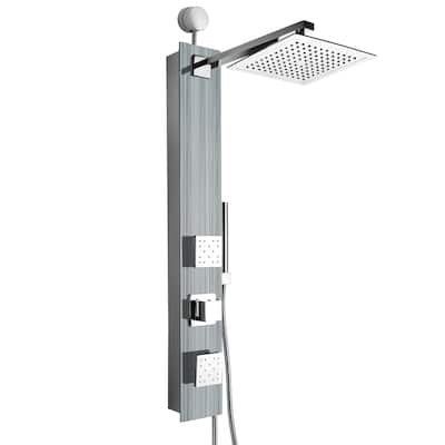 AKDY 35" Easy Connect Tempered Glass Shower Tower Panel System Spa Rainfall Shower Head in Multistripe