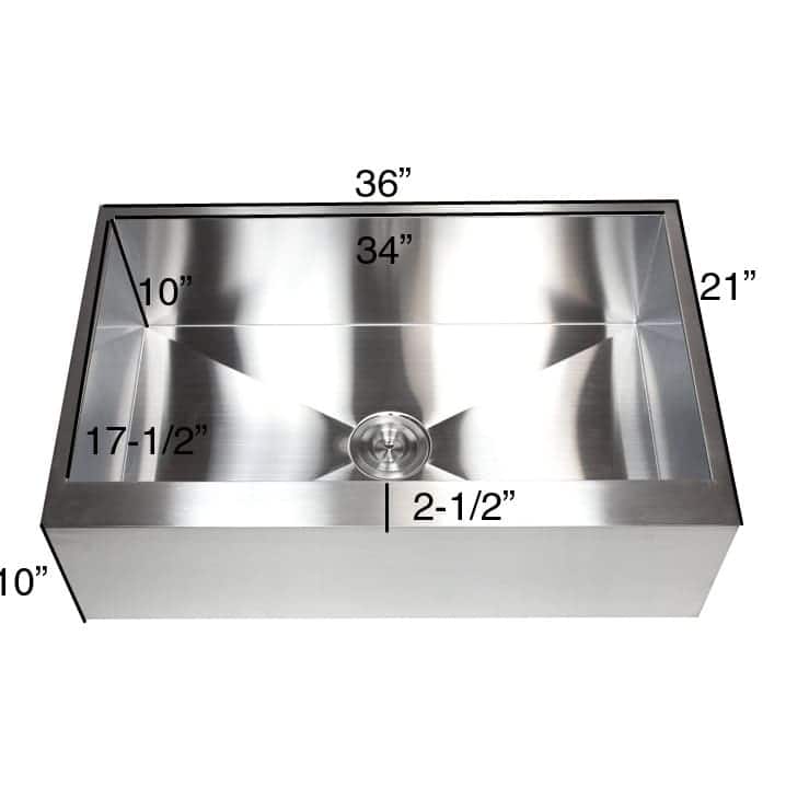 36-inch Stainless Steel 16 Gauge Farmhouse Single Bowl Flat Apron Kitchen Sink