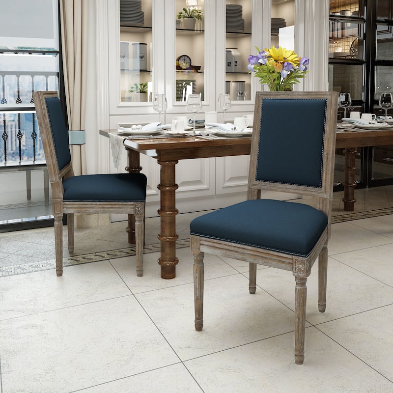 Ledger Traditional Fabric Dining Chair (Set of 2) by Christopher Knight Home - Blue