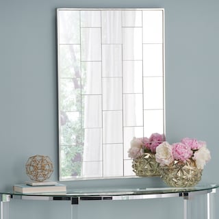 Serafina Rectangular Glam Brick Patterned Wall Mirror by Christopher Knight Home