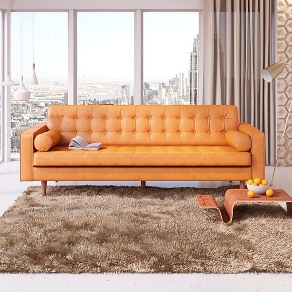 Shop Af Lifestyle Oscar Mid Century Modern Leather Sofa Free