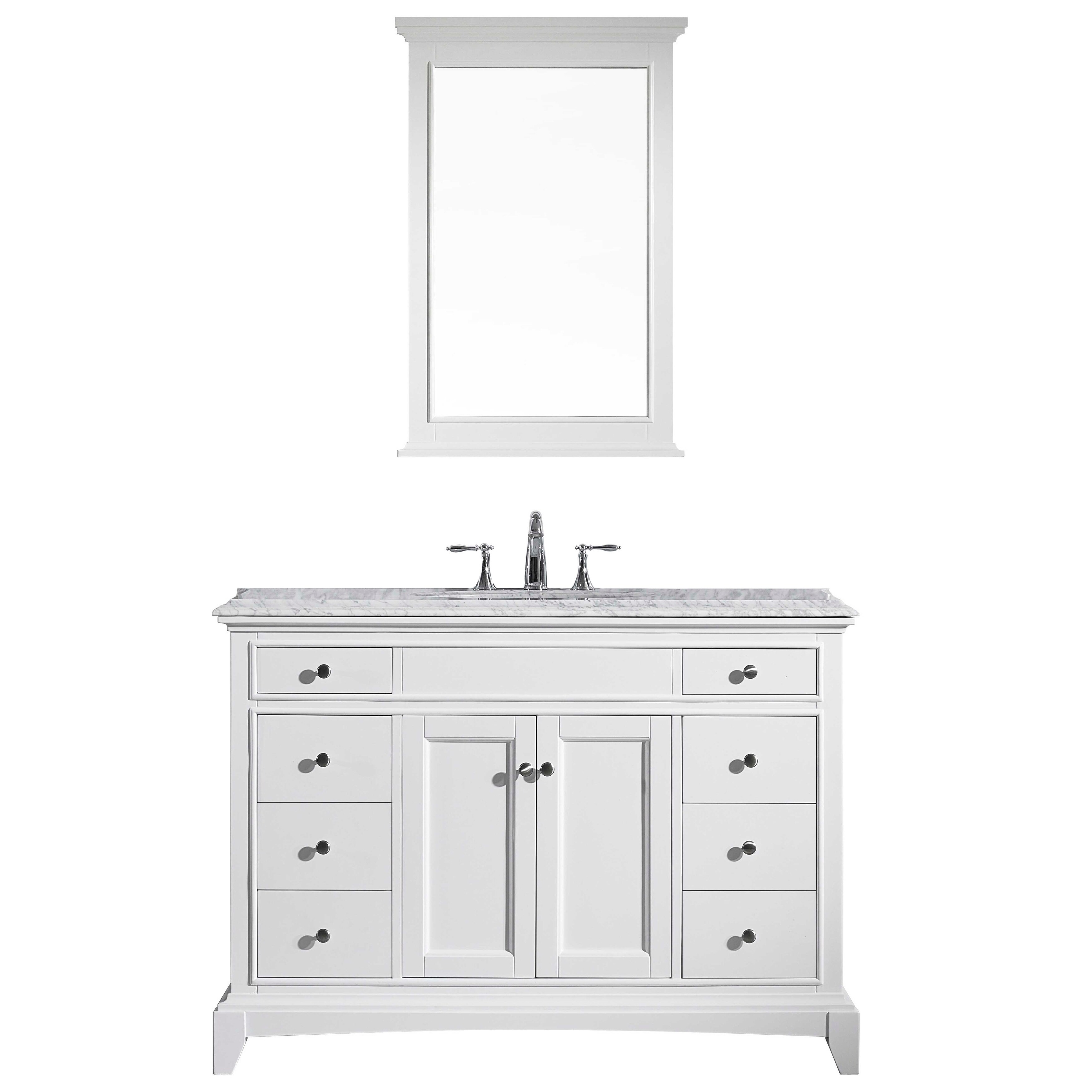 Eviva Elite Stamford 42 Inch White Bathroom Vanity With Double Ogee Edge White Carrara Countertop And Undermount Porcelain Sink Overstock 19848654