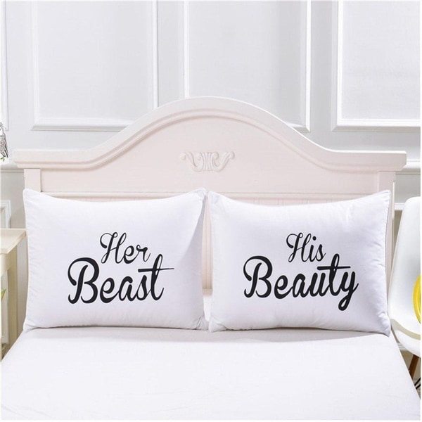 Shop Set Of 2 Pillow Cases Her Beast His Beauty Couple Pillow