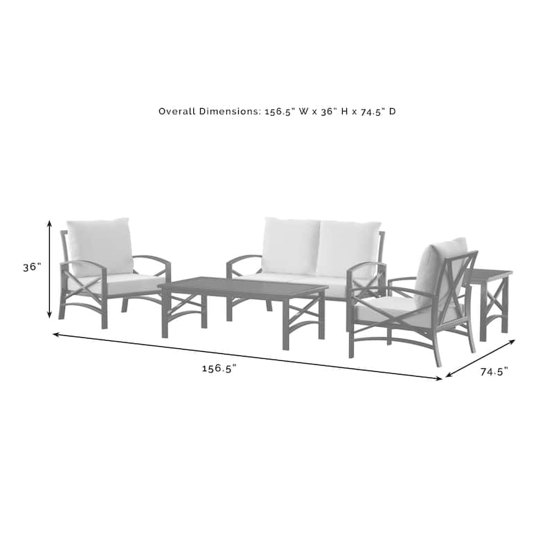 Crosley Kaplan 5Pc Outdoor Loveseat Patio Furniture Set - 156.5"W x 74.5"D x 36"H