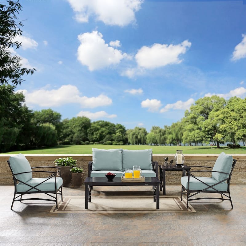 Crosley Kaplan 5Pc Outdoor Loveseat Patio Furniture Set - 156.5"W x 74.5"D x 36"H