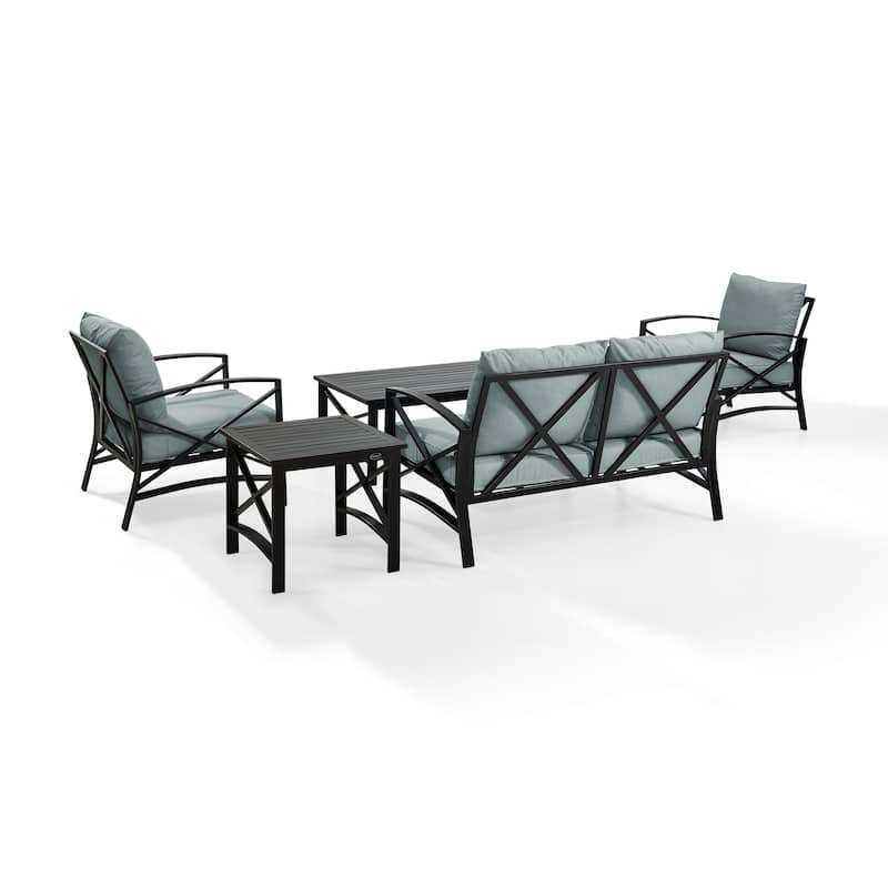 Crosley Kaplan 5Pc Outdoor Loveseat Patio Furniture Set - 156.5"W x 74.5"D x 36"H