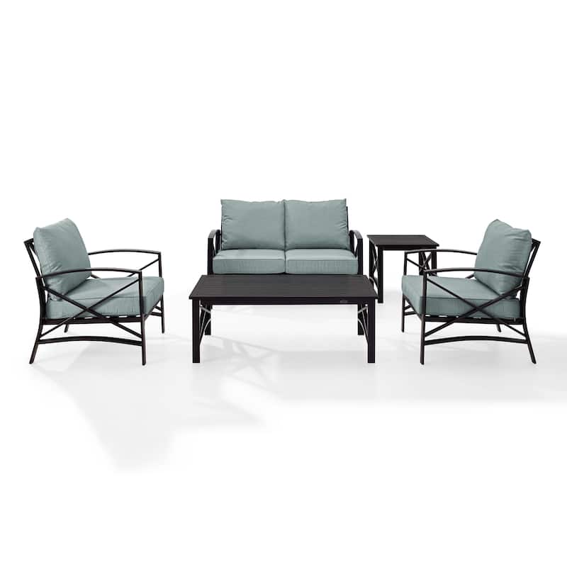Crosley Kaplan 5Pc Outdoor Loveseat Patio Furniture Set - 156.5"W x 74.5"D x 36"H