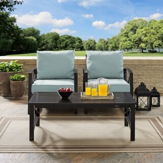 Crosley kaplan 3 pc outdoor seating set with mist cushion - two outdoor ...
