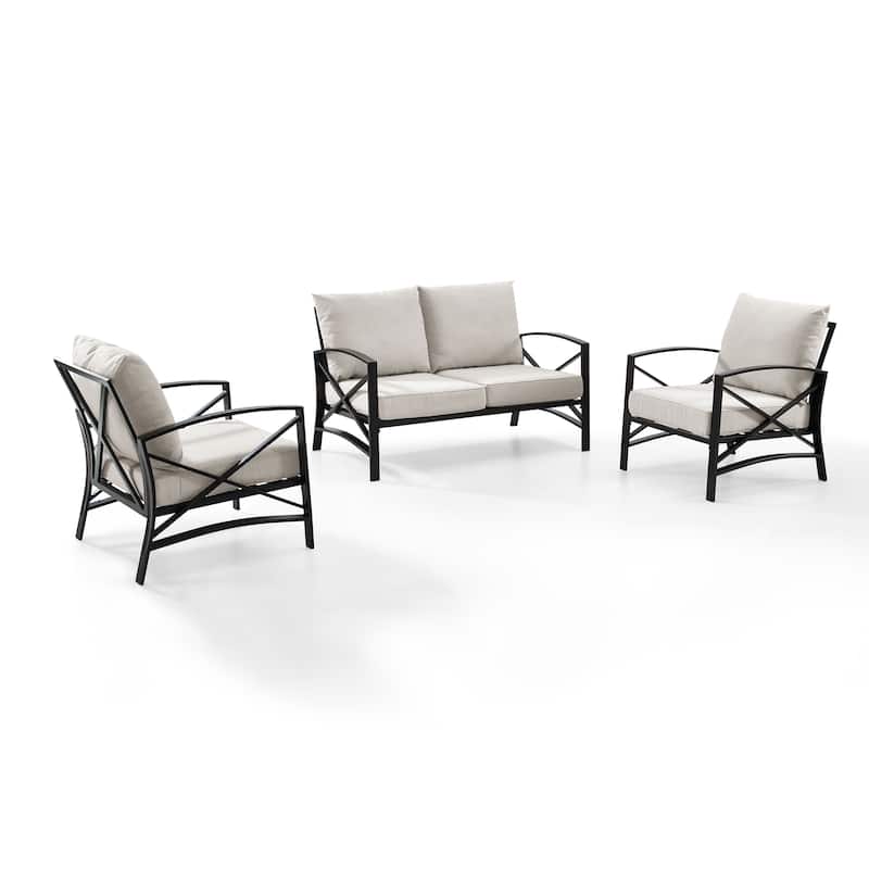 Crosley Kaplan 3 Piece Outdoor Seating Set - 137"W x 35.5"H x 65"D