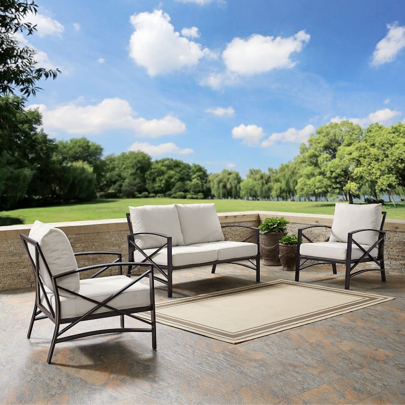 Crosley Kaplan 3 Piece Outdoor Seating Set - 137"W x 35.5"H x 65"D