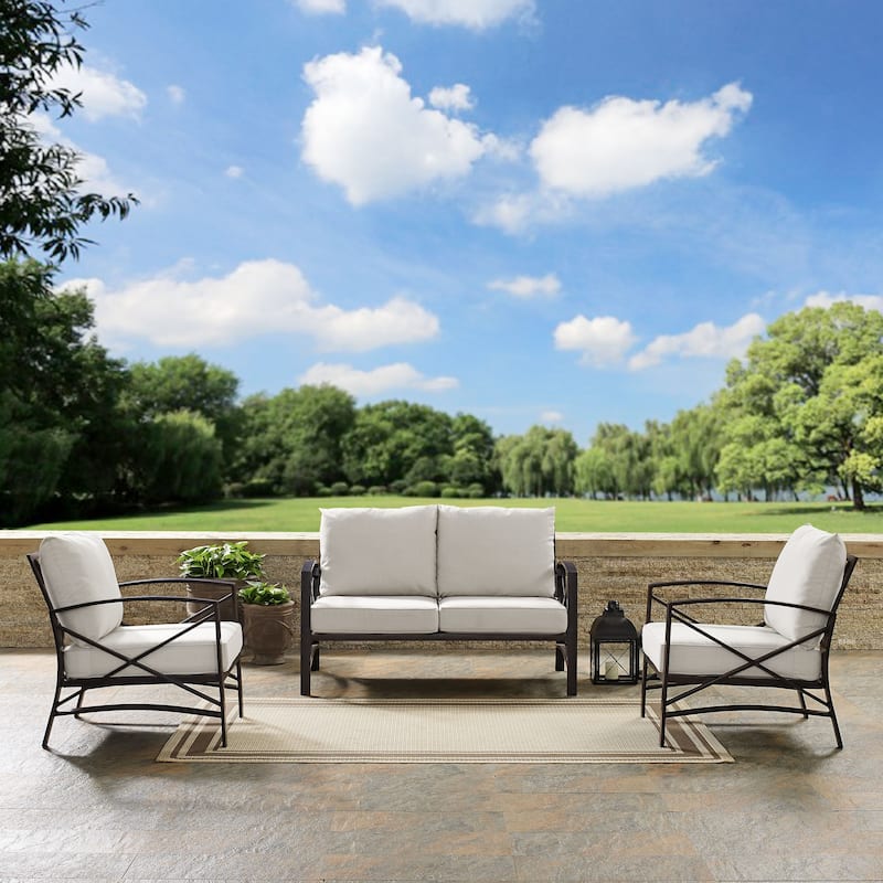 Crosley Kaplan 3 Piece Outdoor Seating Set - 137"W x 35.5"H x 65"D