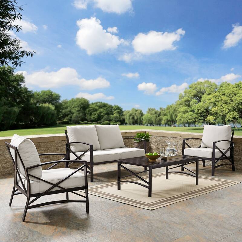 Crosley Kaplan 4Pc Outdoor Loveseat Patio Furniture Set - 138.75 W x 72.19 D x 32 H