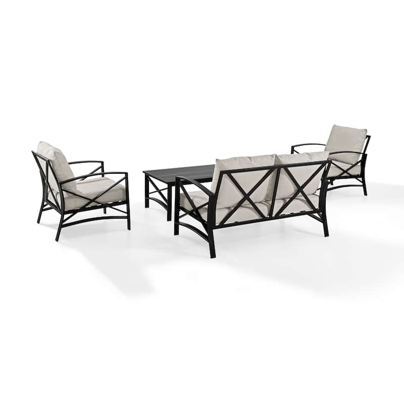 Crosley Kaplan 4Pc Outdoor Loveseat Patio Furniture Set - 138.75 W x 72.19 D x 32 H