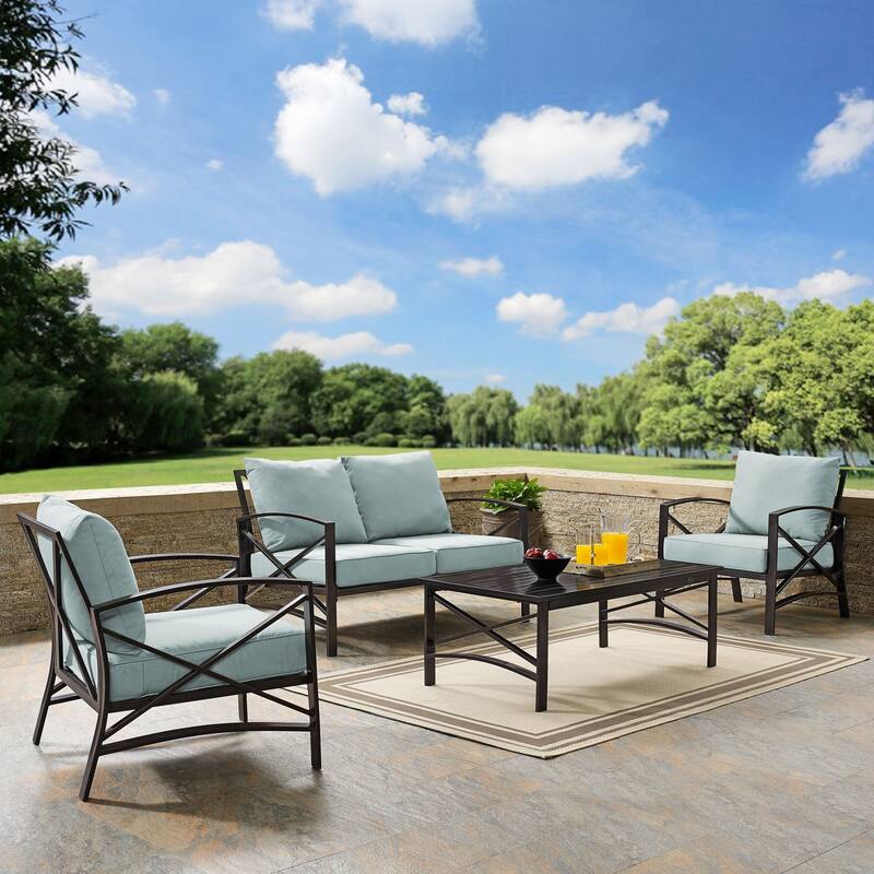 Crosley Kaplan 4Pc Outdoor Loveseat Patio Furniture Set - 138.75 W x 72.19 D x 32 H
