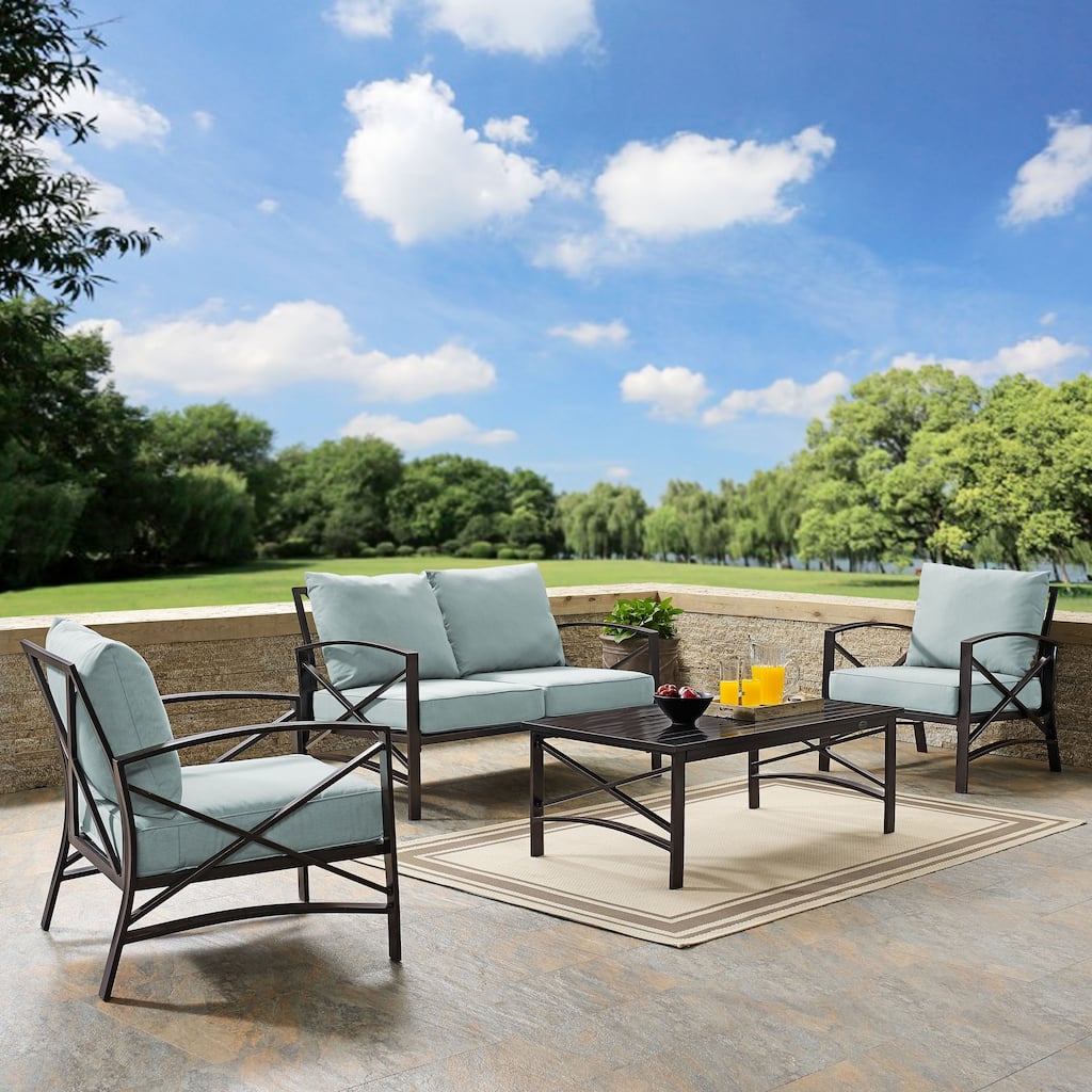 Crosley Kaplan 4Pc Outdoor Loveseat Patio Furniture Set - 138.75 W x 72.19 D x 32 H