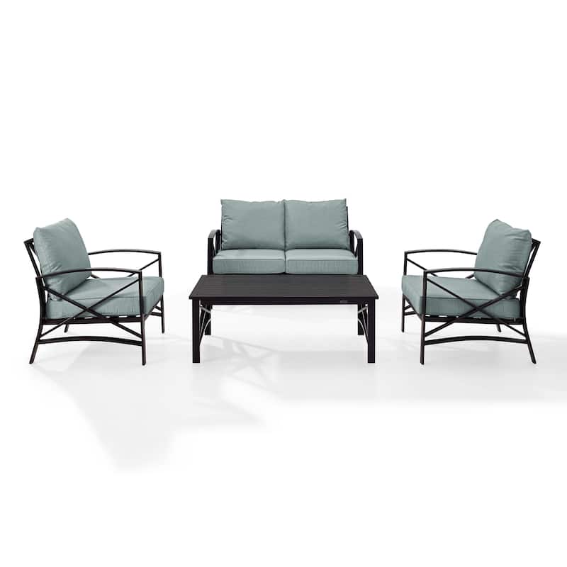 Crosley Kaplan 4Pc Outdoor Loveseat Patio Furniture Set - 138.75 W x 72.19 D x 32 H