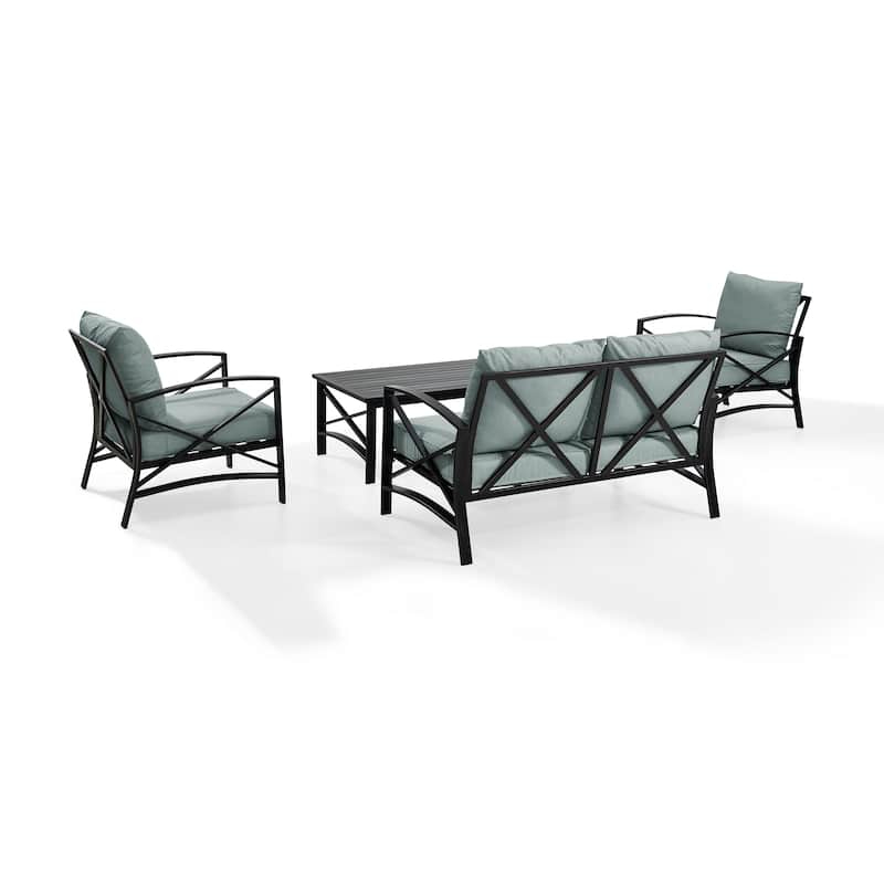 Crosley Kaplan 4Pc Outdoor Loveseat Patio Furniture Set - 138.75 W x 72.19 D x 32 H
