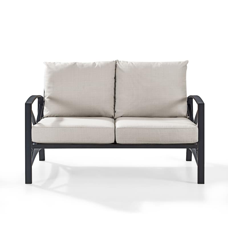 Crosley Kaplan Oiled Bronze Steel Outdoor Loveseat with Oatmeal Cushions - 54 W x 30.5 D x 32 H